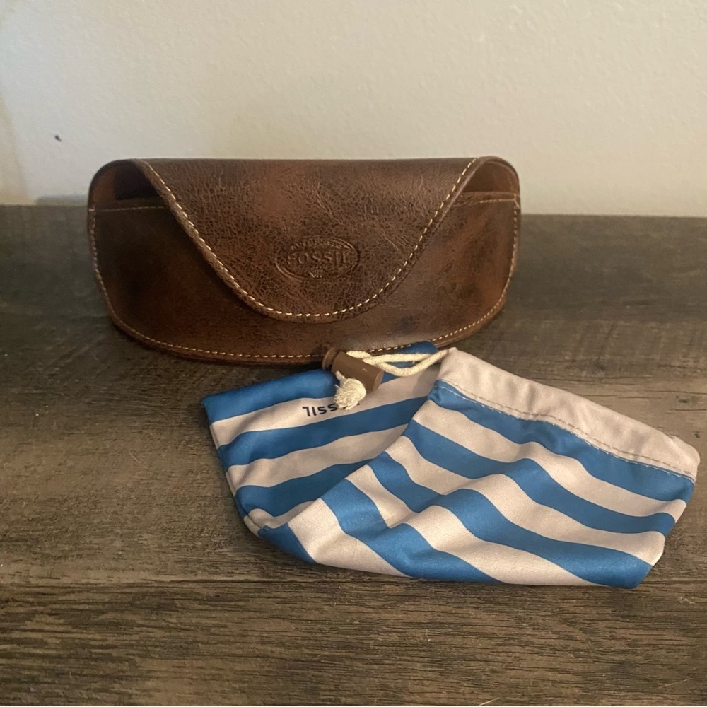 FOSSIL SUNGLASSES GLASSES SOFT CASE MAGNETIC CLOSURE BROWN - Picture 2 of 5